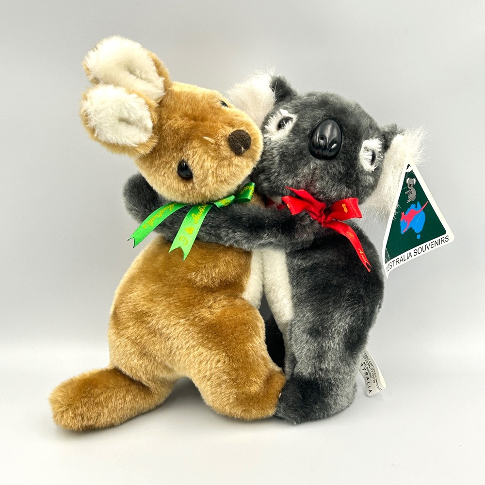 VTG 90s Australian Souvenirs Hugging Koala & Kangaroo Plush Stuffed Animal NWT